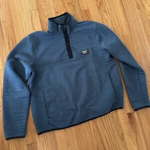 LL Bean Airlight Pullover Men’s Large Reg Slightly Fit 1/4 Snap Ribbed Aqua Blue